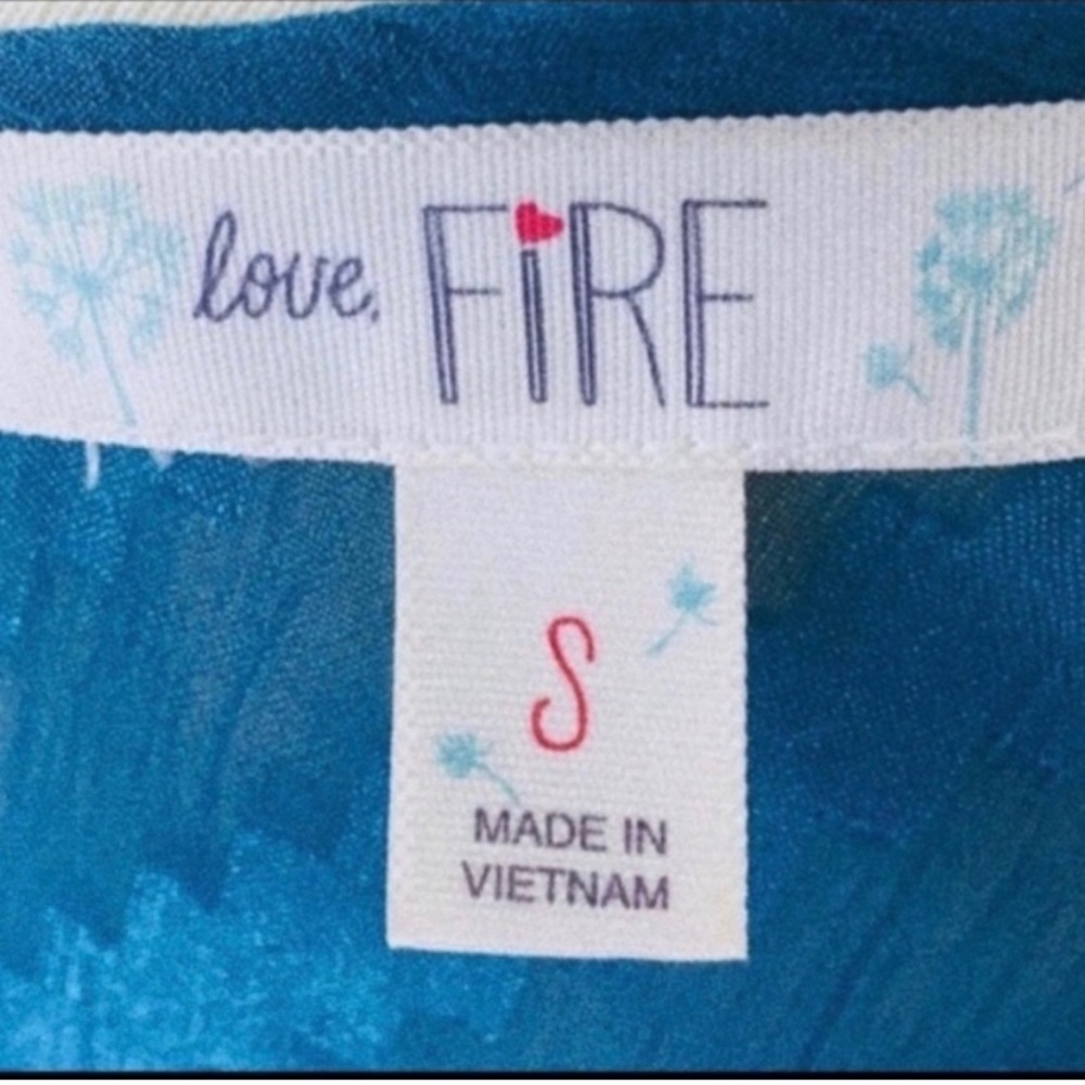 Love Fire Top Cold Shoulder Turquoise Size S - Picture 6 of 8